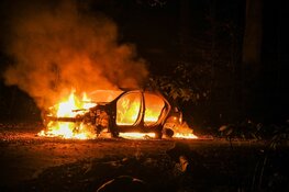 Auto volledig gestript en in brand gestoken