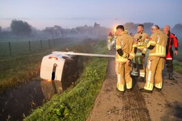 Bestelbus belandt in sloot