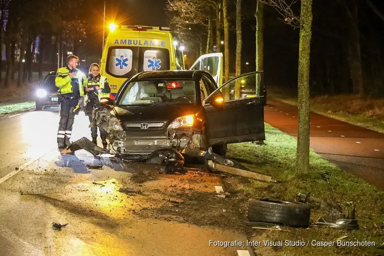 Auto knalt op boom, bestuurder onder invloed