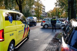 Automobiliste botst tegen geparkeerde auto, bestuurder en hondje ongedeerd