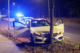 Auto eindigt tegen boom in Hilversum