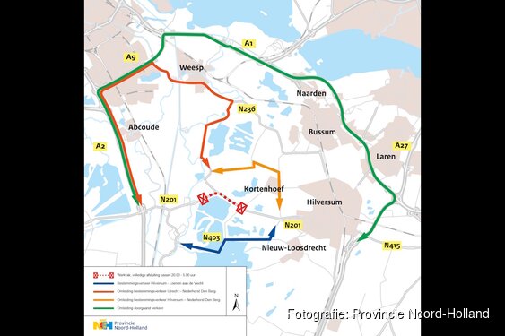 Nieuw asfalt op fietspaden N403 bij Loosdrecht en N201 bij Kortenhoef