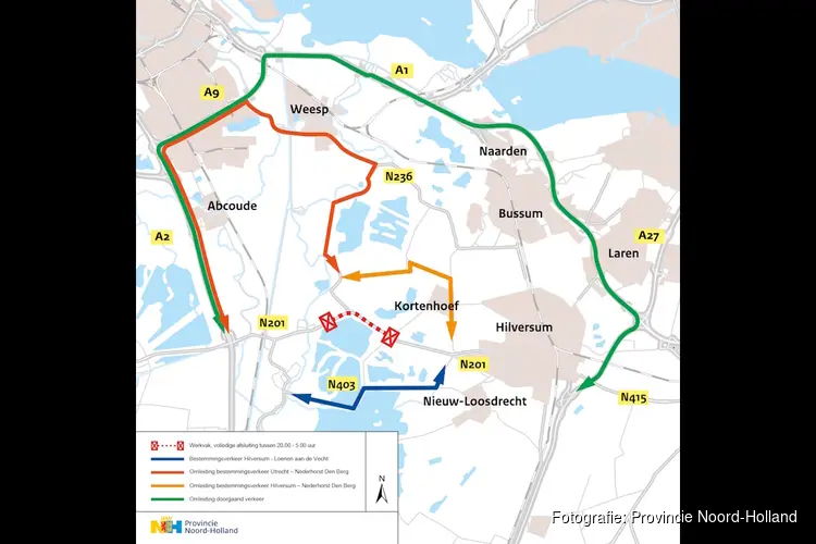 Nieuw asfalt op fietspaden N403 bij Loosdrecht en N201 bij Kortenhoef