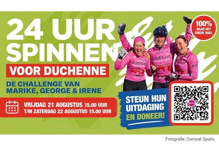 24 uur spinnen voor Duchenne bij Coronel Sports in Huizen