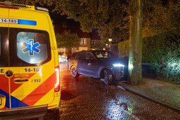 Automobilist wijkt uit voor fietser zonder licht en botst tegen boom in Naarden