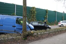 Bestelbus crasht tegen boom