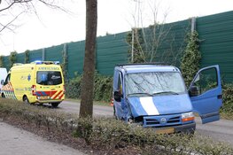 Bestelbus crasht tegen boom