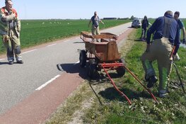 Paard en wagen raken te water in Eemnes