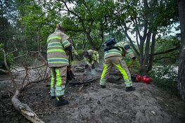 Brandweer blust kampvuur op heide bij Hilversum